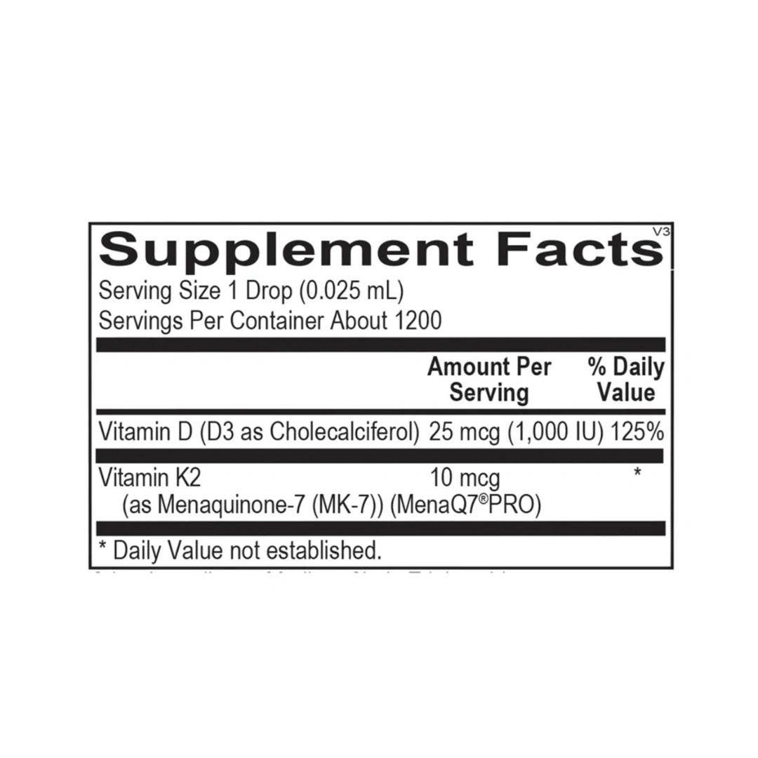 Liquid Vitamin D3 with K2 - Ortho Molecular Products