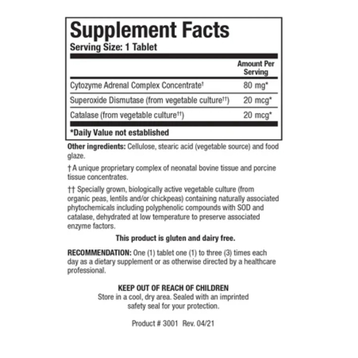 Cytozyme-AD || 60 Tablets || Biotics Research ||