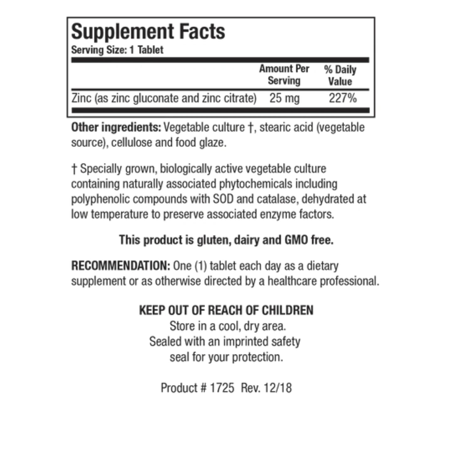Zn-Zyme Forte || 100 Tablets || Biotics Research ||