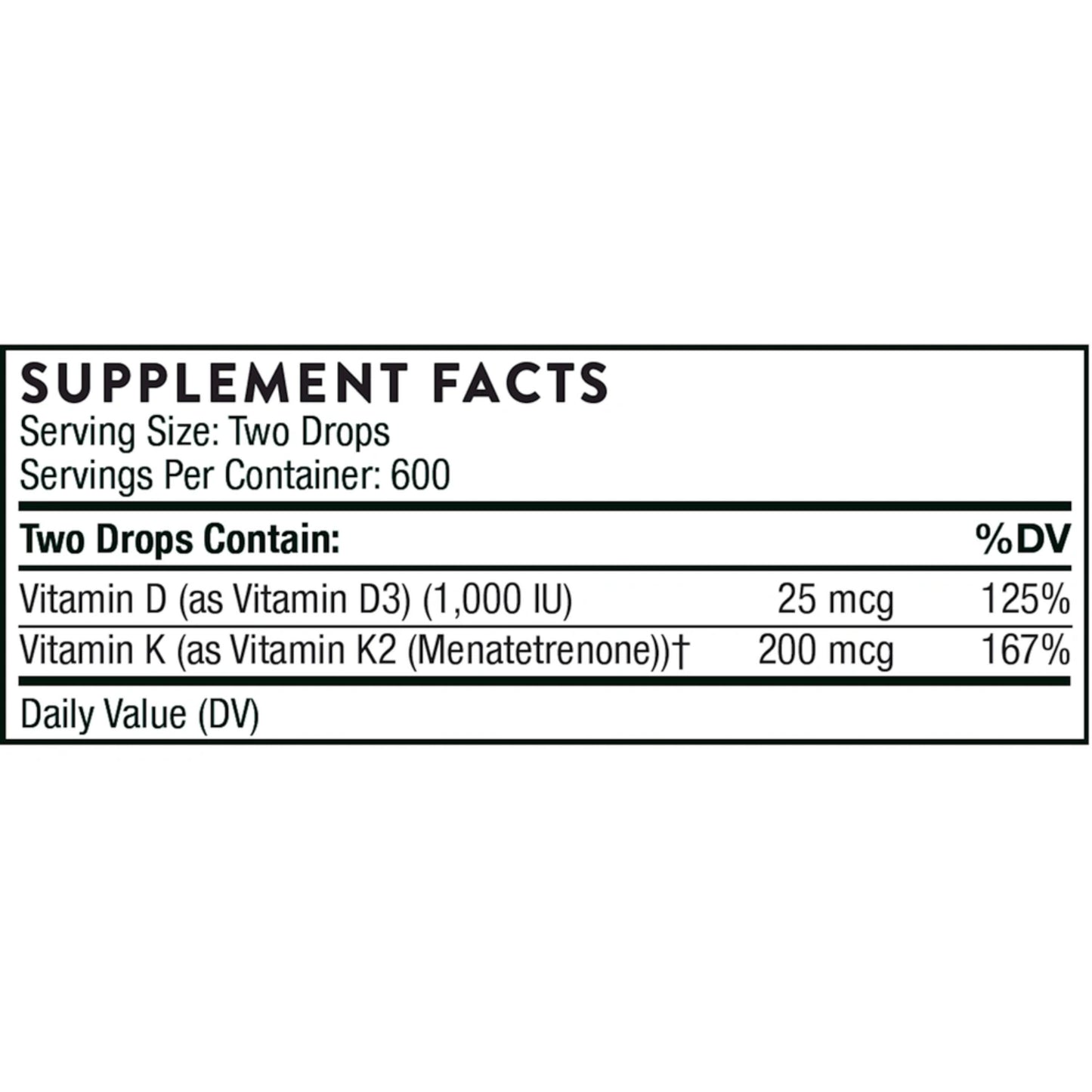 Vitamin D/K2 Liquid || 1 fl oz || Thorne ||