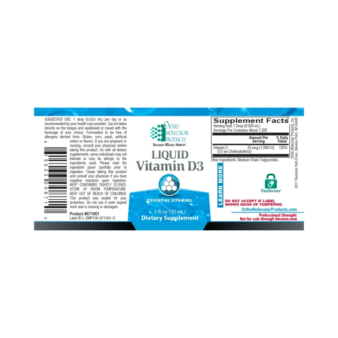Liquid Vitamin D3 Ortho Molecular Products