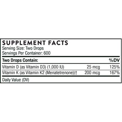 Vitamin D/K2 Liquid || 1 fl oz || Thorne ||